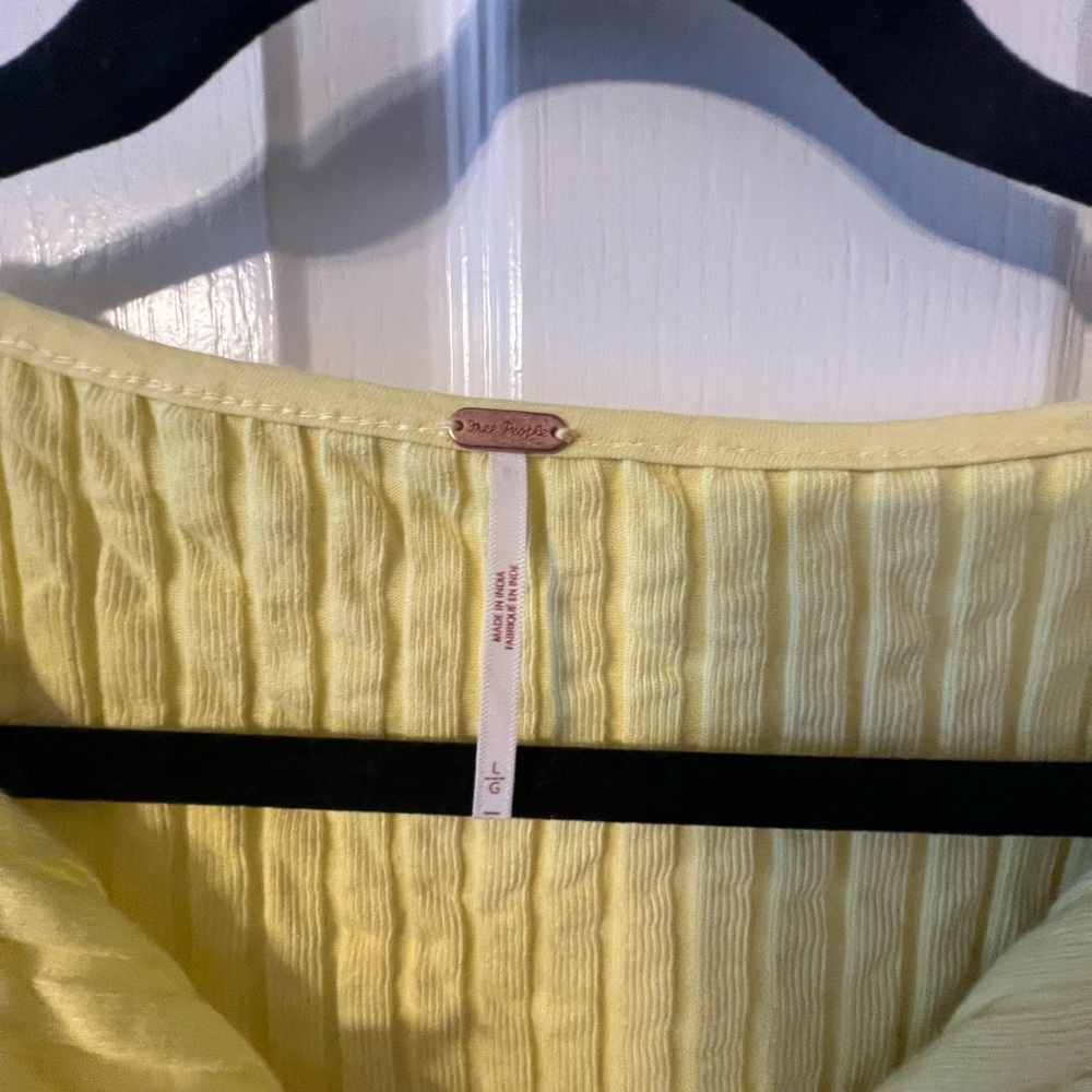 Free People Yellow Ribbed Button-Front Tank Top - Picture 2 of 3